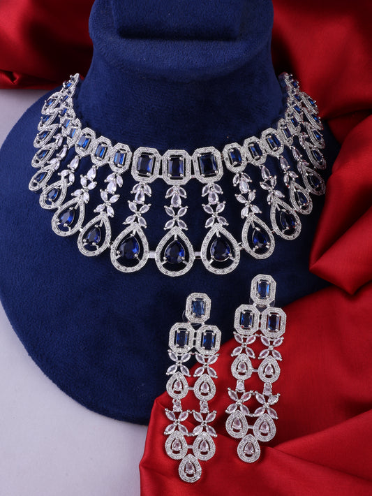 Blue Melissa American Diamond Necklace Set