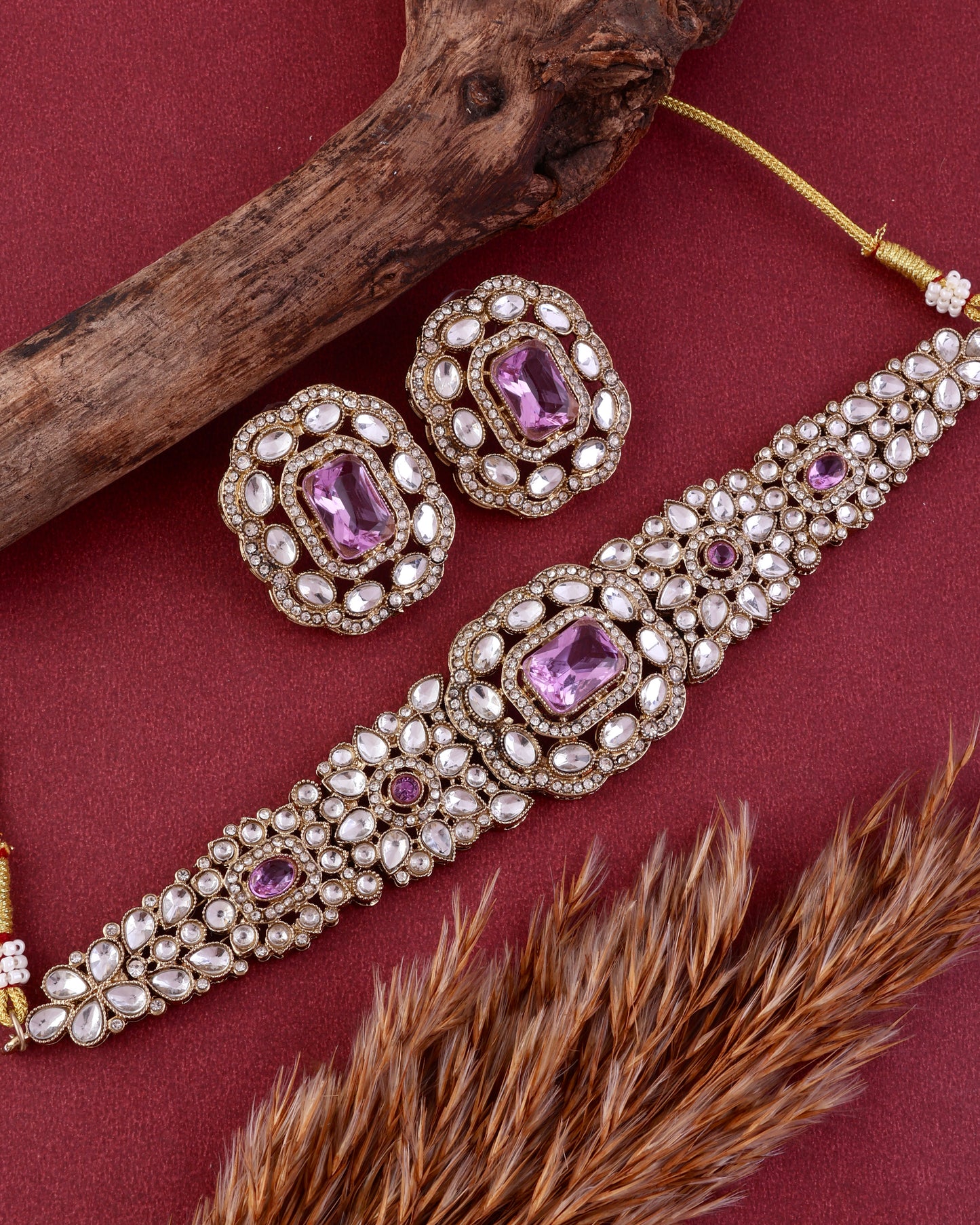 Lilac Gunveen Choker Necklace Earring