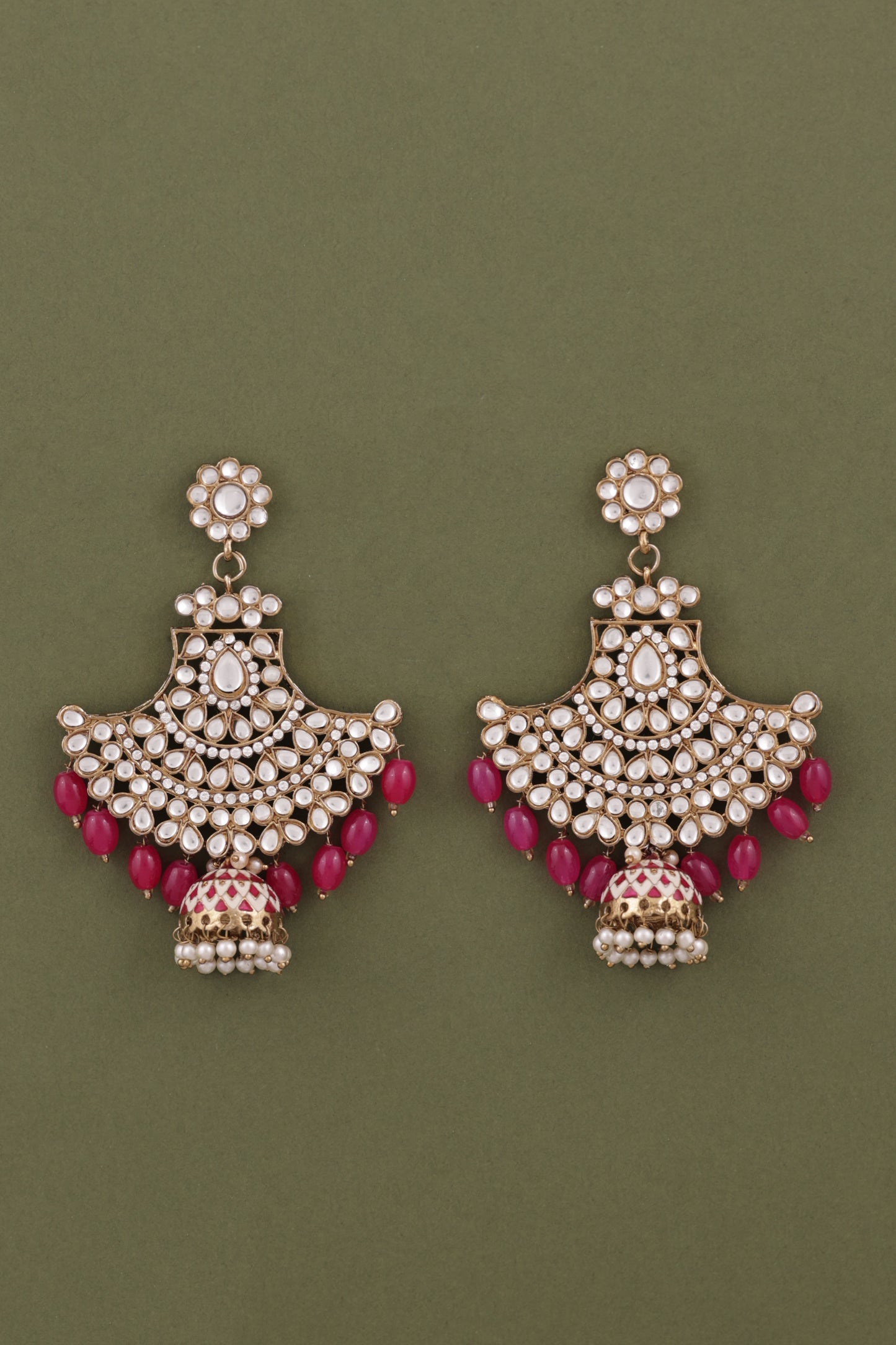 Pink Sabita Designer Meenakari Jhumka Earring