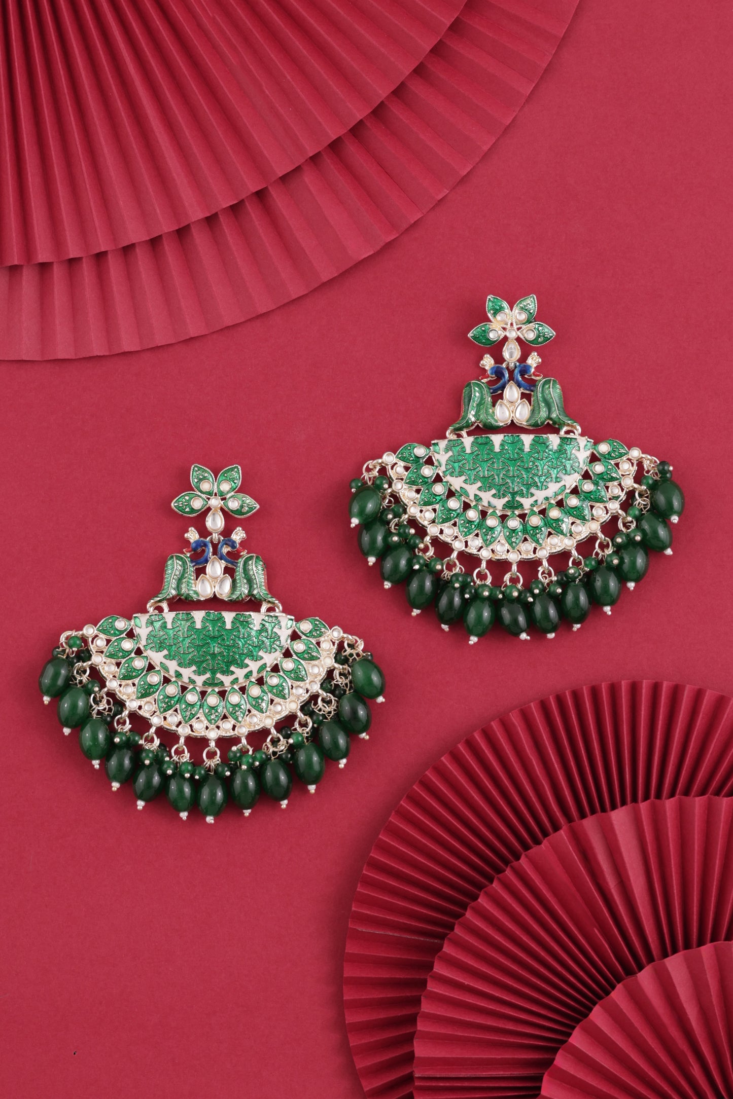 Green Mayank Designer Chandbali Earring