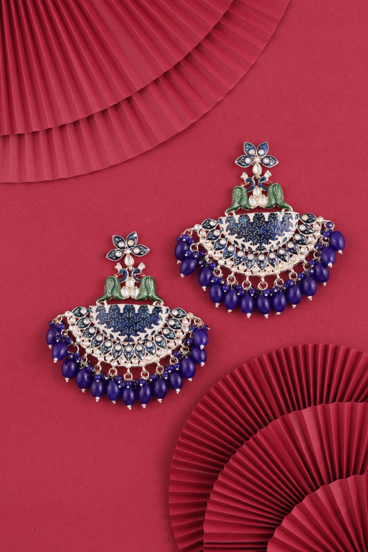 Blue Mayank Designer Chandbali Earring