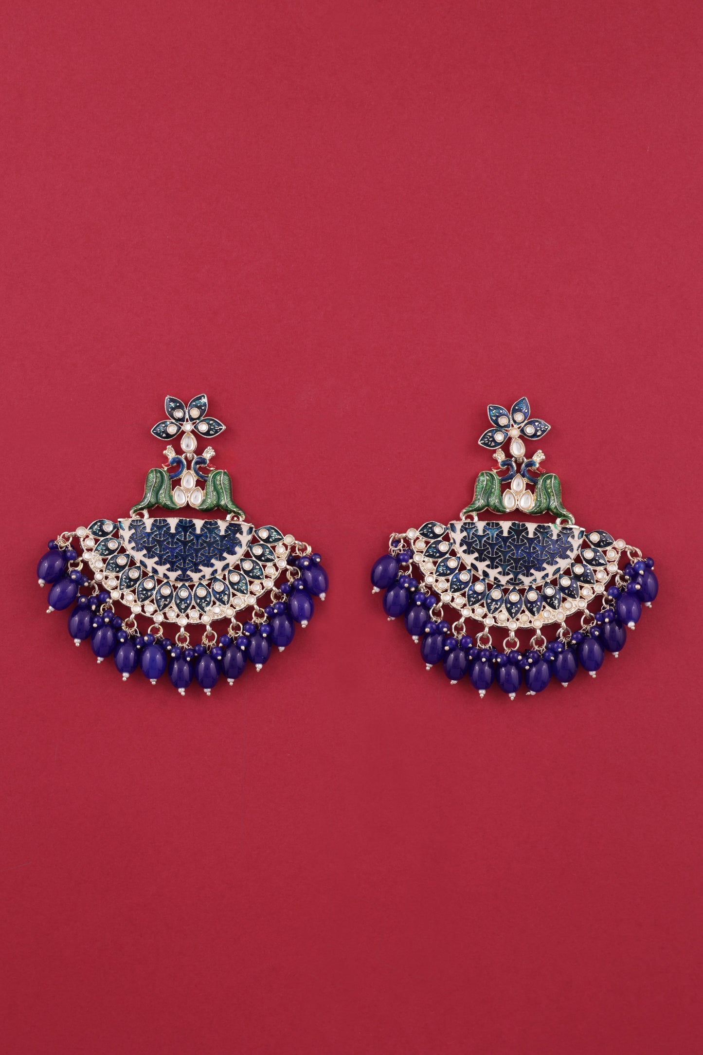 Blue Mayank Designer Chandbali Earring