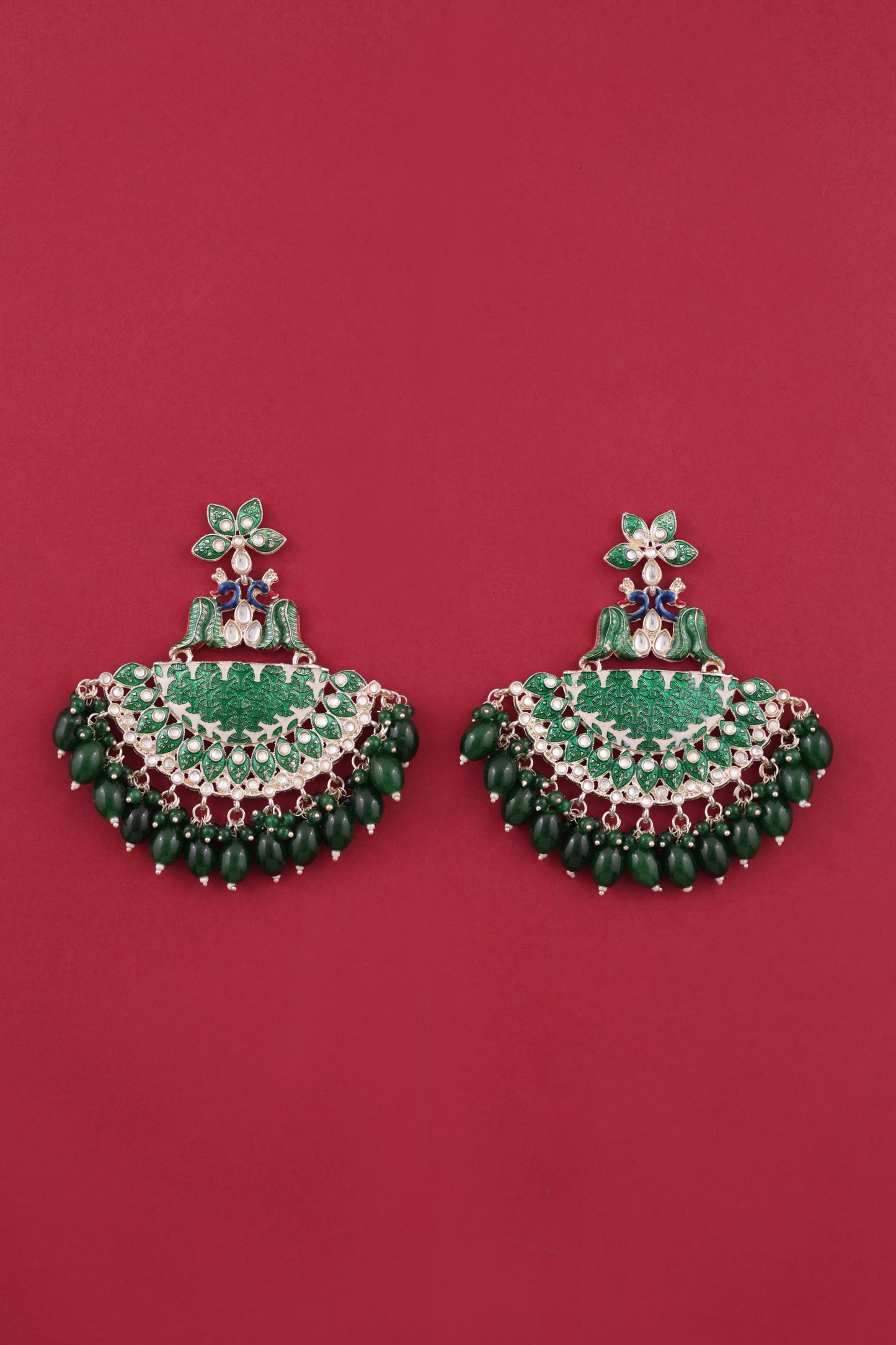 Green Mayank Designer Chandbali Earring