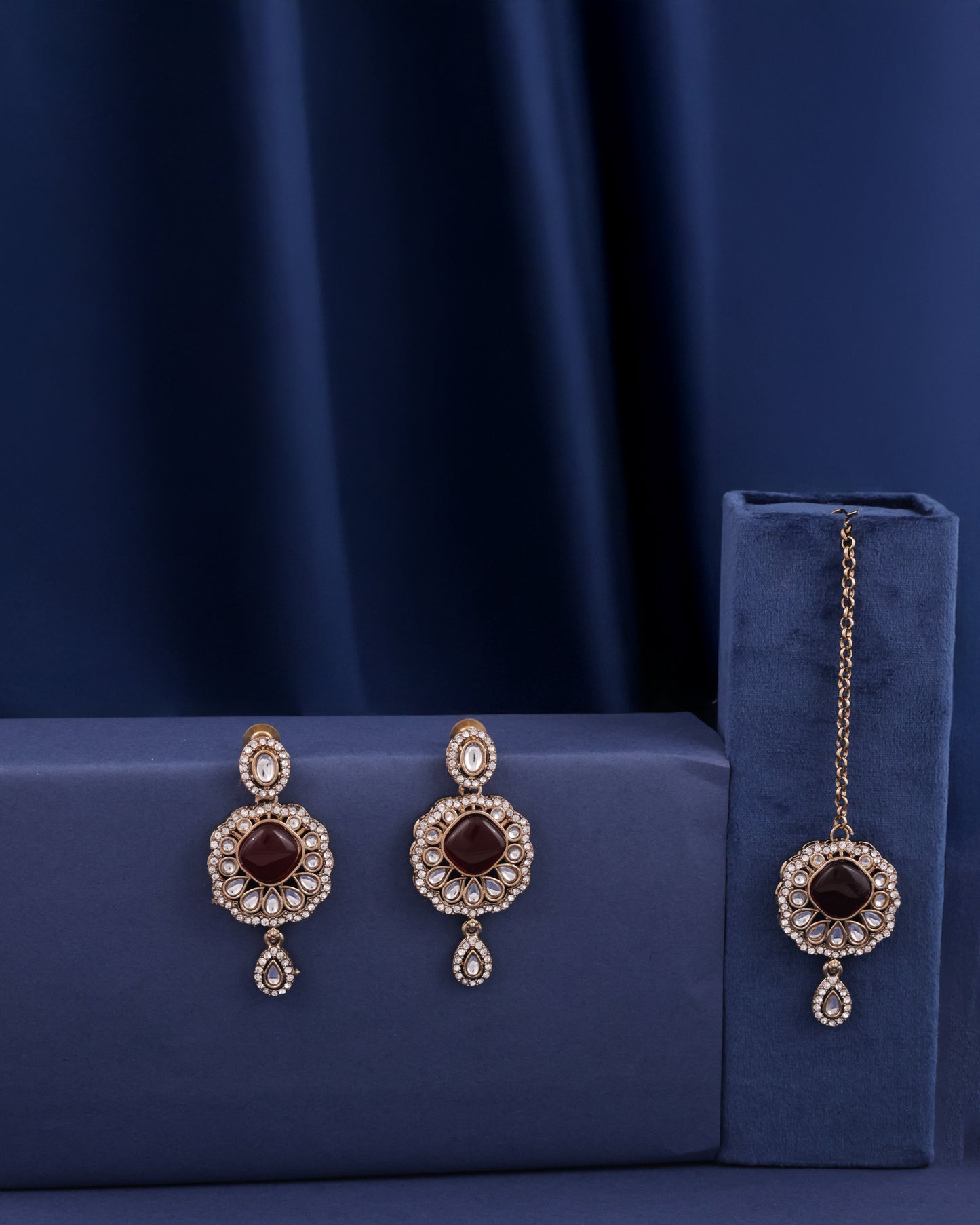 Ruby Meher Premium Necklace with Earring and Mangteeka