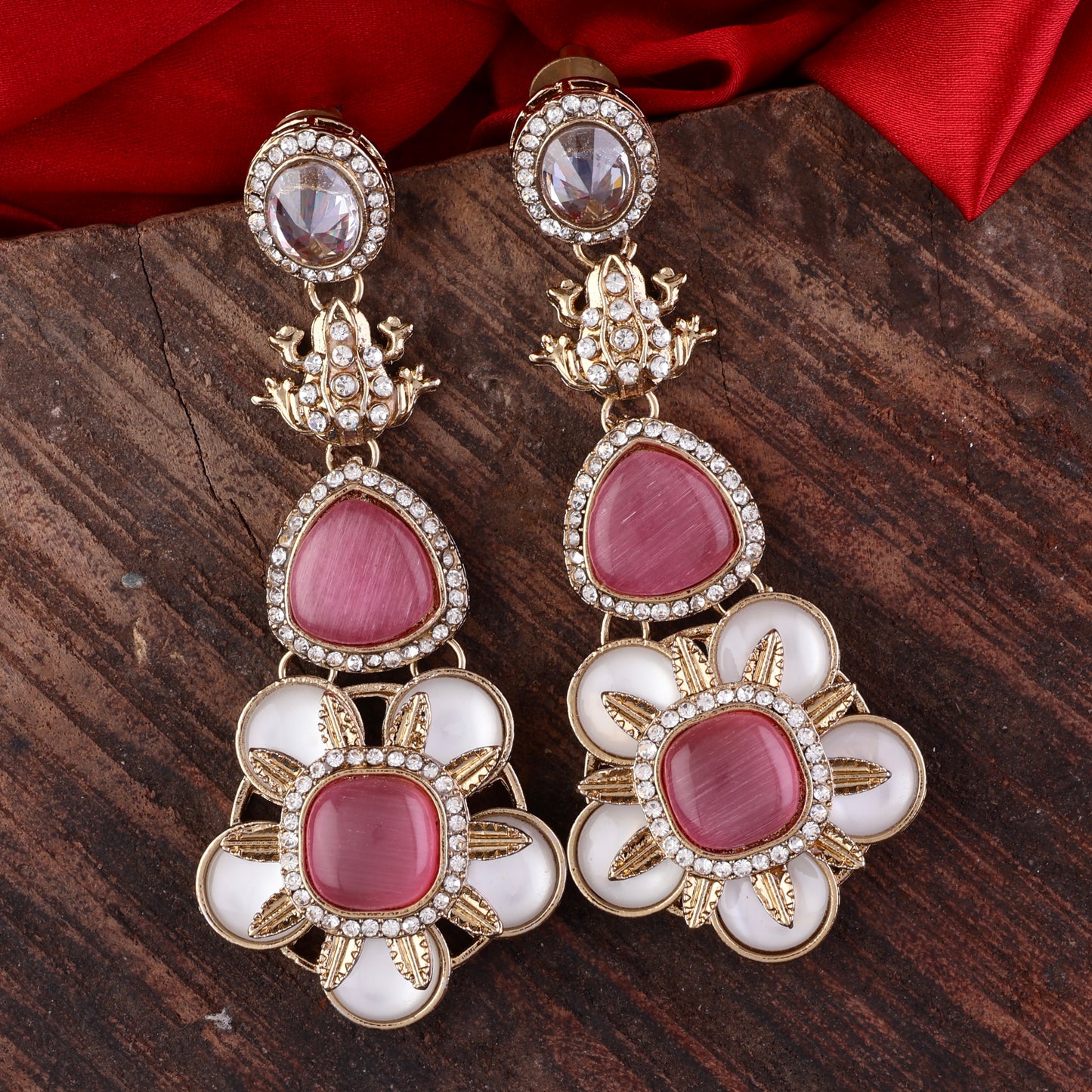 Blush Asher Designer Earring with Premium Monalisa and Zircone Stone Detailing