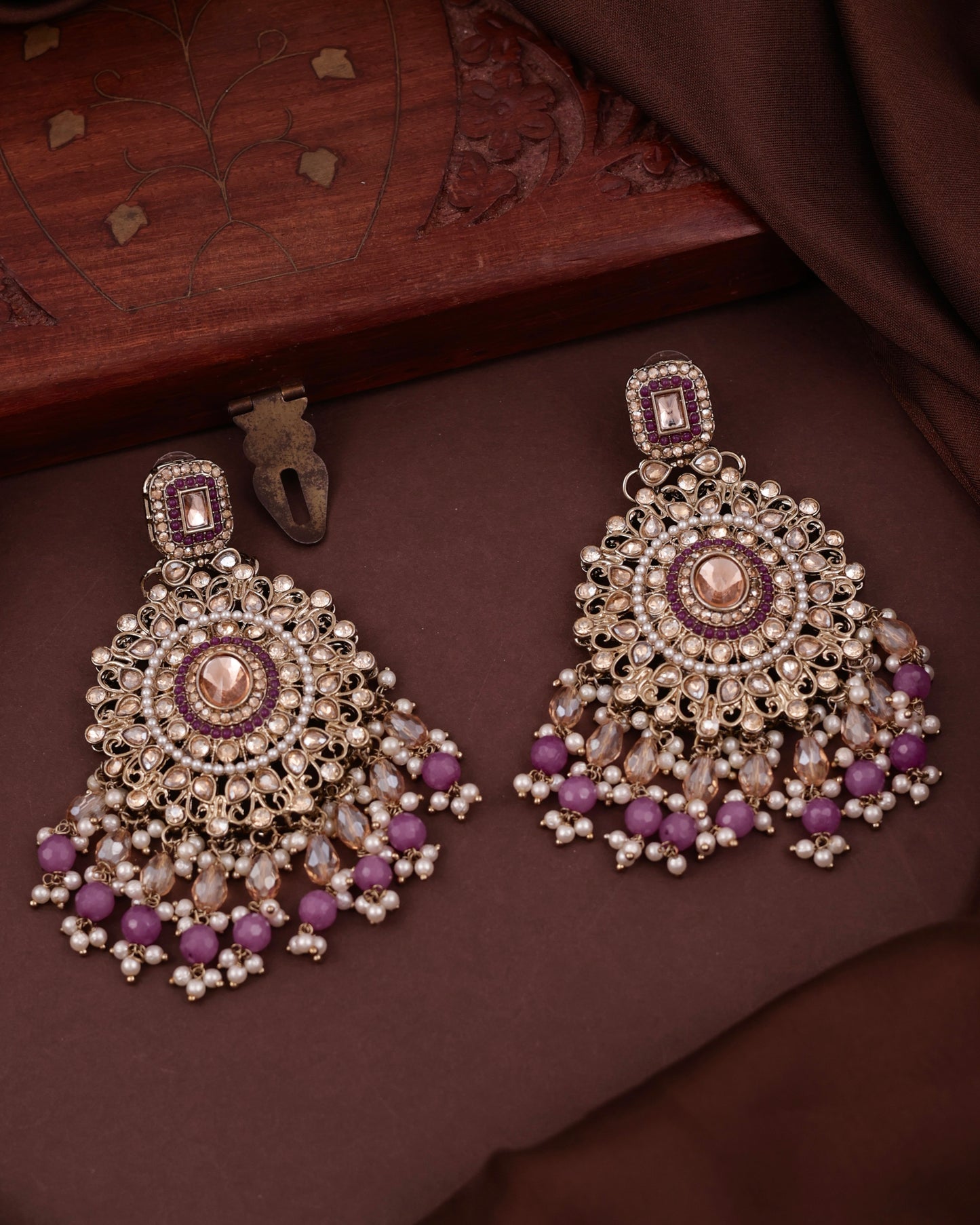 Lilac Tavisha Punjabi Pakistani Teeka Chandbali Set
