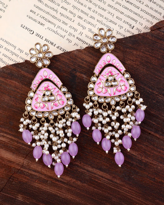 Lilac Vaidehi Meenkari Kundan Earring