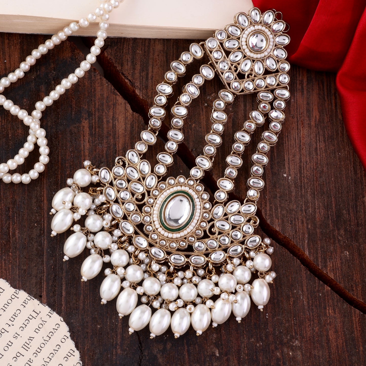 Pearl Gurkeerat Necklace Earring with Teeka and Side Jhumar/Passa