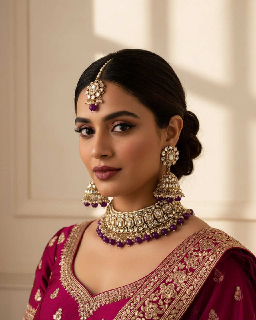 Purple Padmini Choker Set
