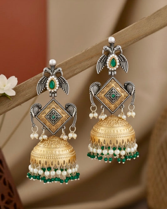 Green Arjun Designer Earring Brass Lookalike