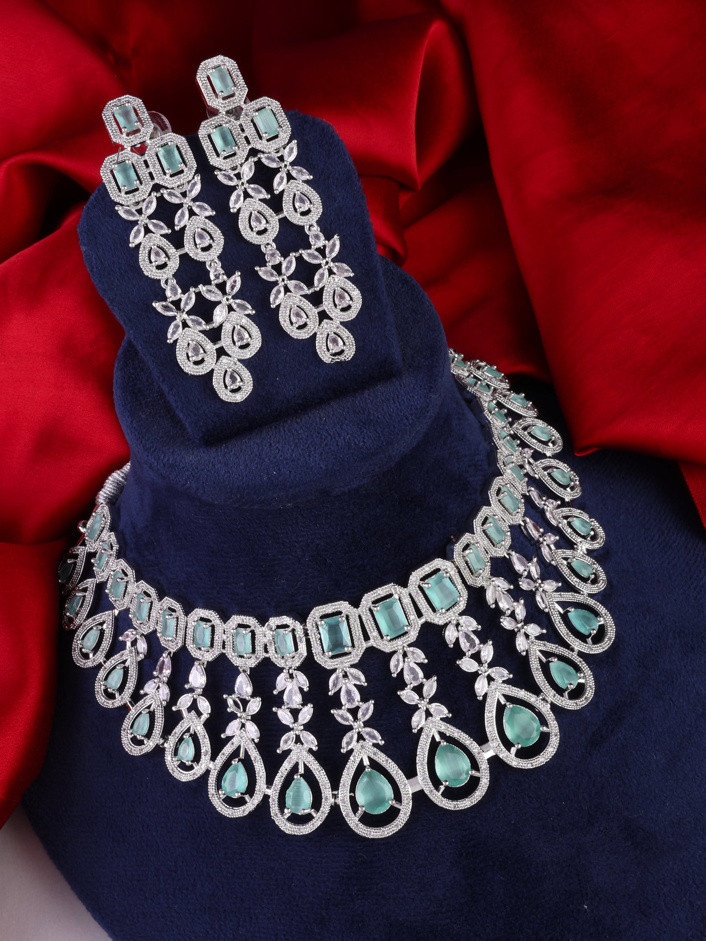 Mint Green Melissa American Diamond Necklace Set