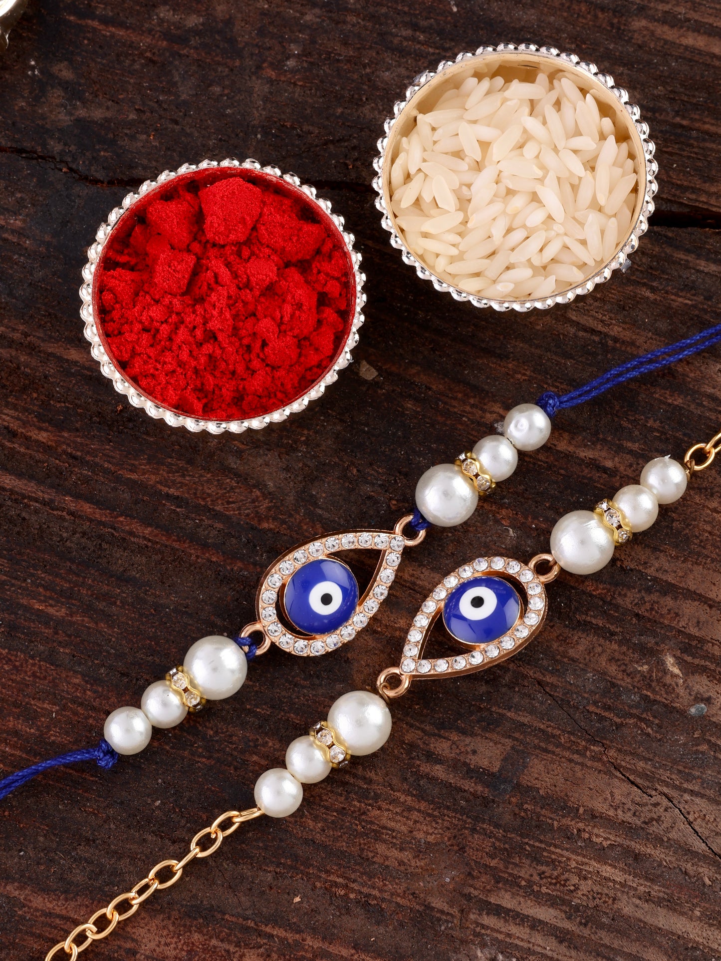 Niyaka Bhaiya Bhabhi Rakhi Bracelet with Tilak Set and Card
