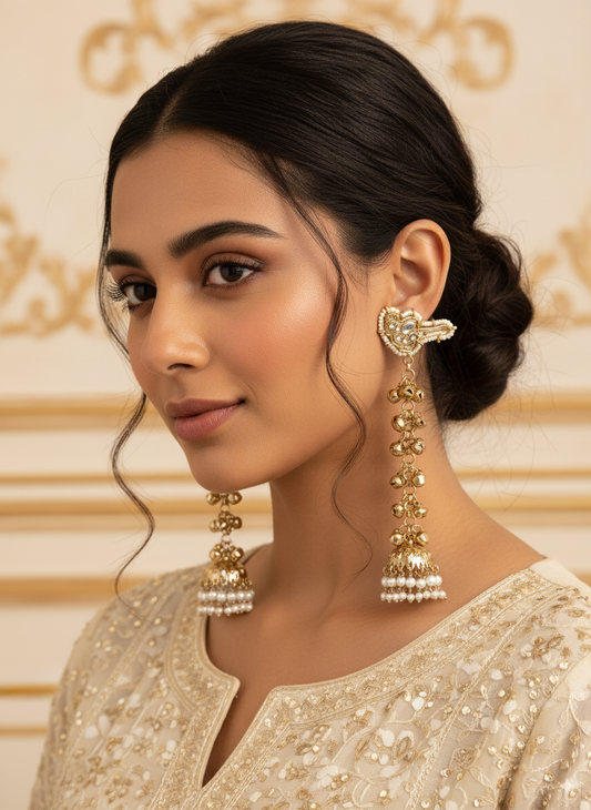 Pearl Sumbul Kashmiri Look Ghunghru Jhumka Earring