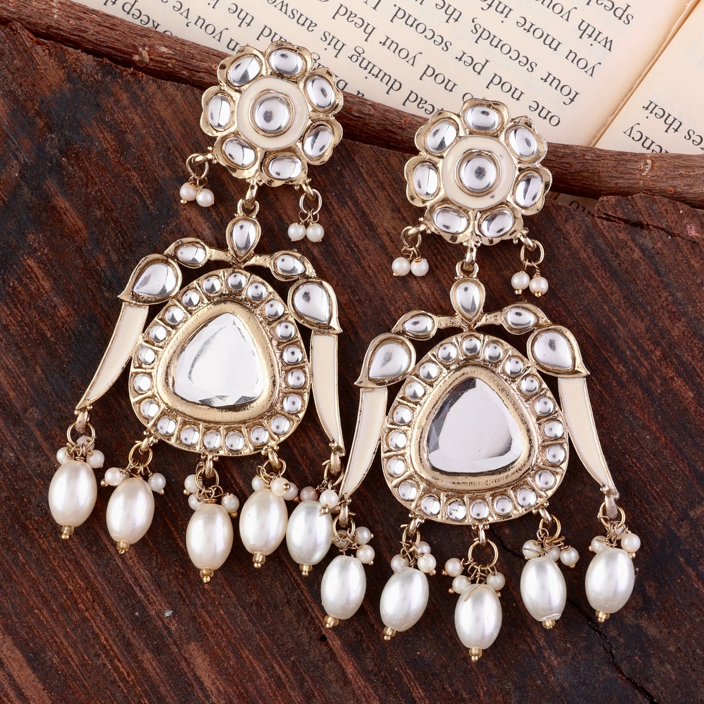 Ivory Rutuja Kundan Meena Earring