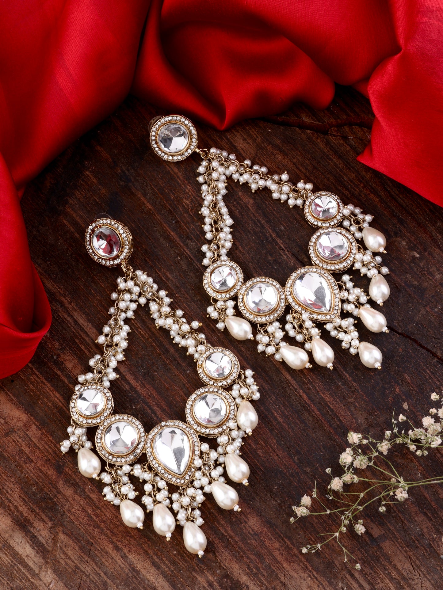 Oorja Premium Chandbali with Pearl and Zircone Detailing