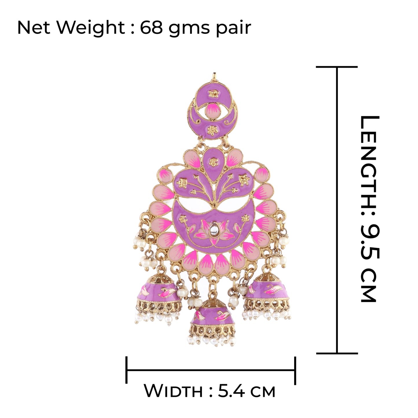 Lilac Charvi Meenakari Jhumka
