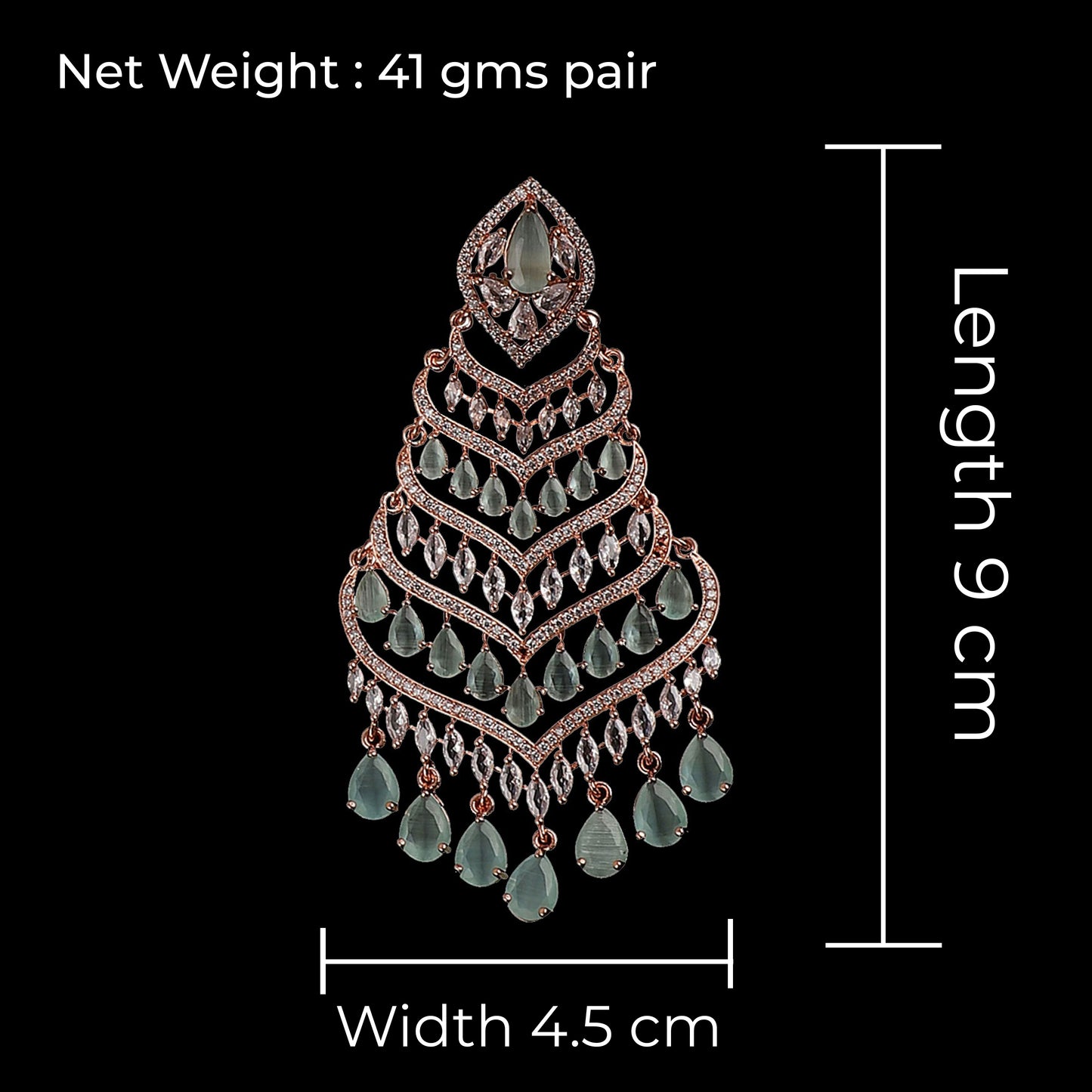 Rose with Mint Debora AD Chandbali