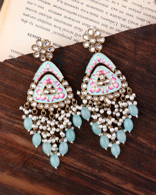 Turquoise Vaidehi Meenkari Kundan Earring