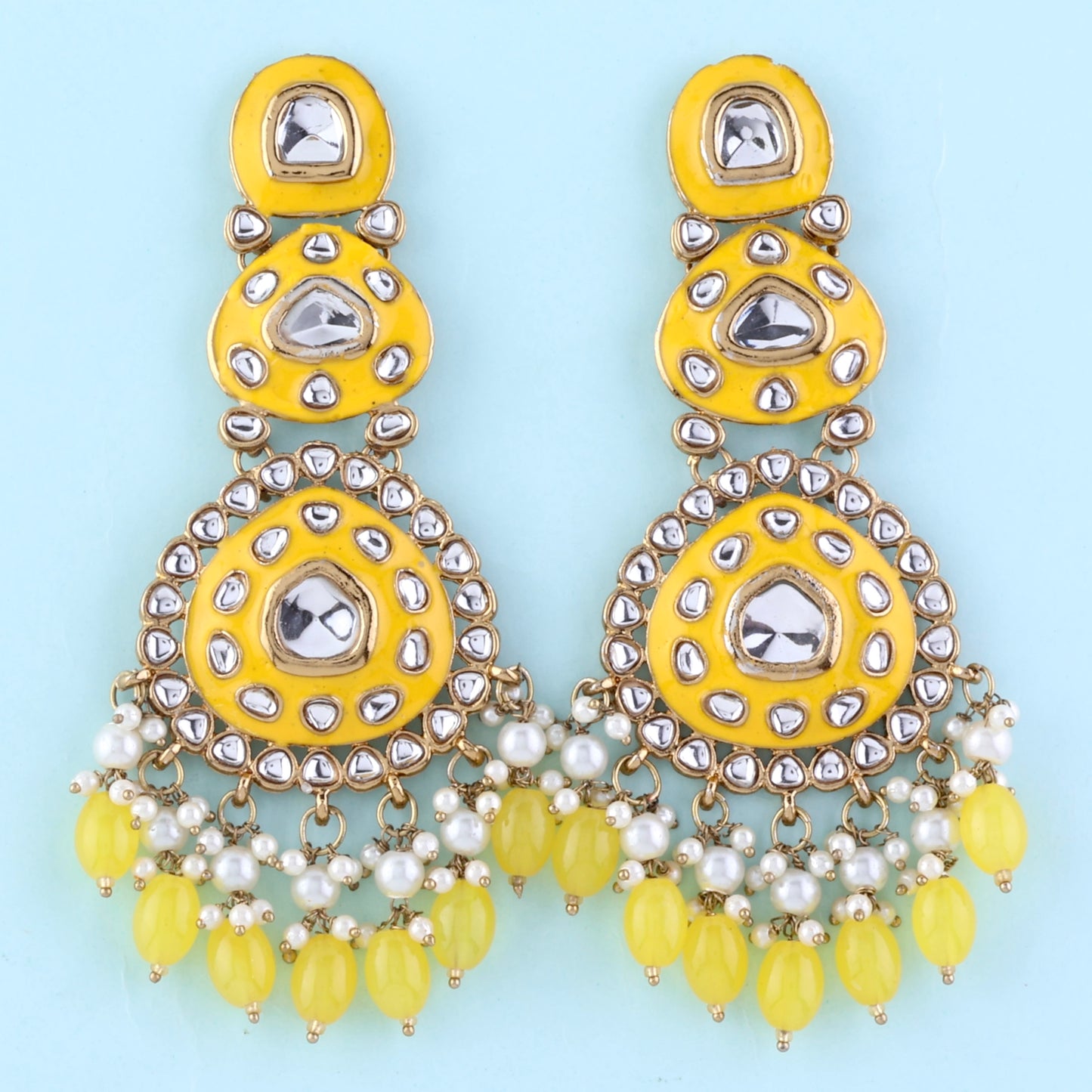 Yellow Tisya Meenakari Chandbali