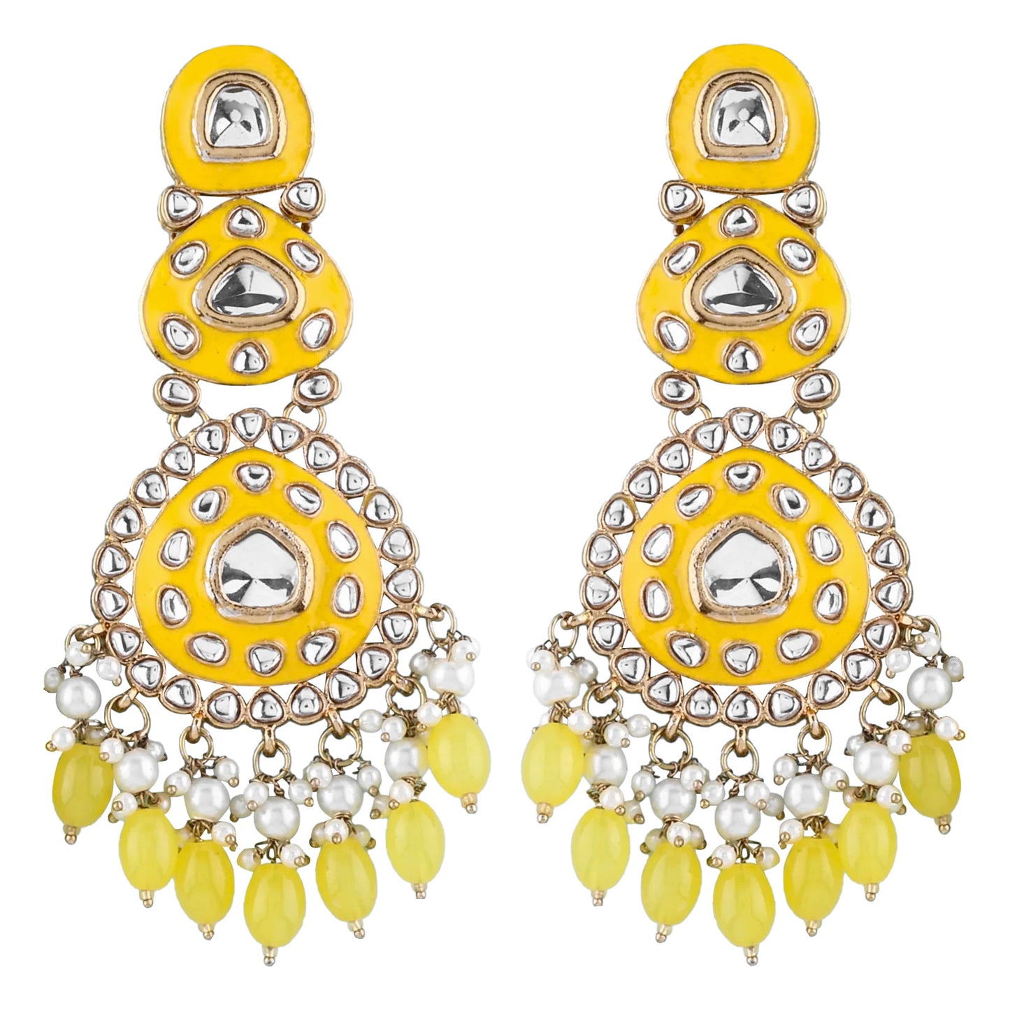 Yellow Tisya Meenakari Chandbali