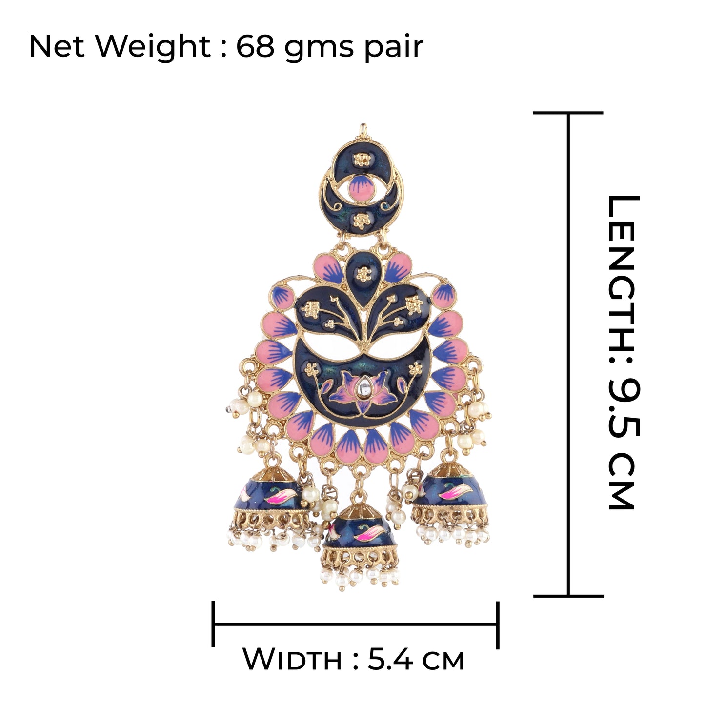 Blue Charvi Meenakari Jhumka