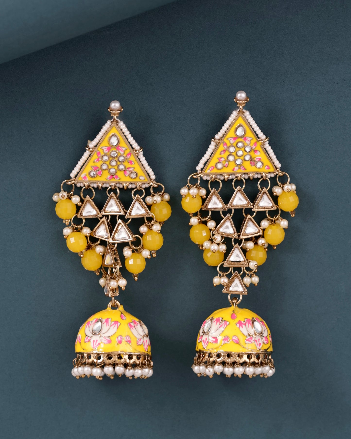 Yellow Tisha Meenakari Jhumka