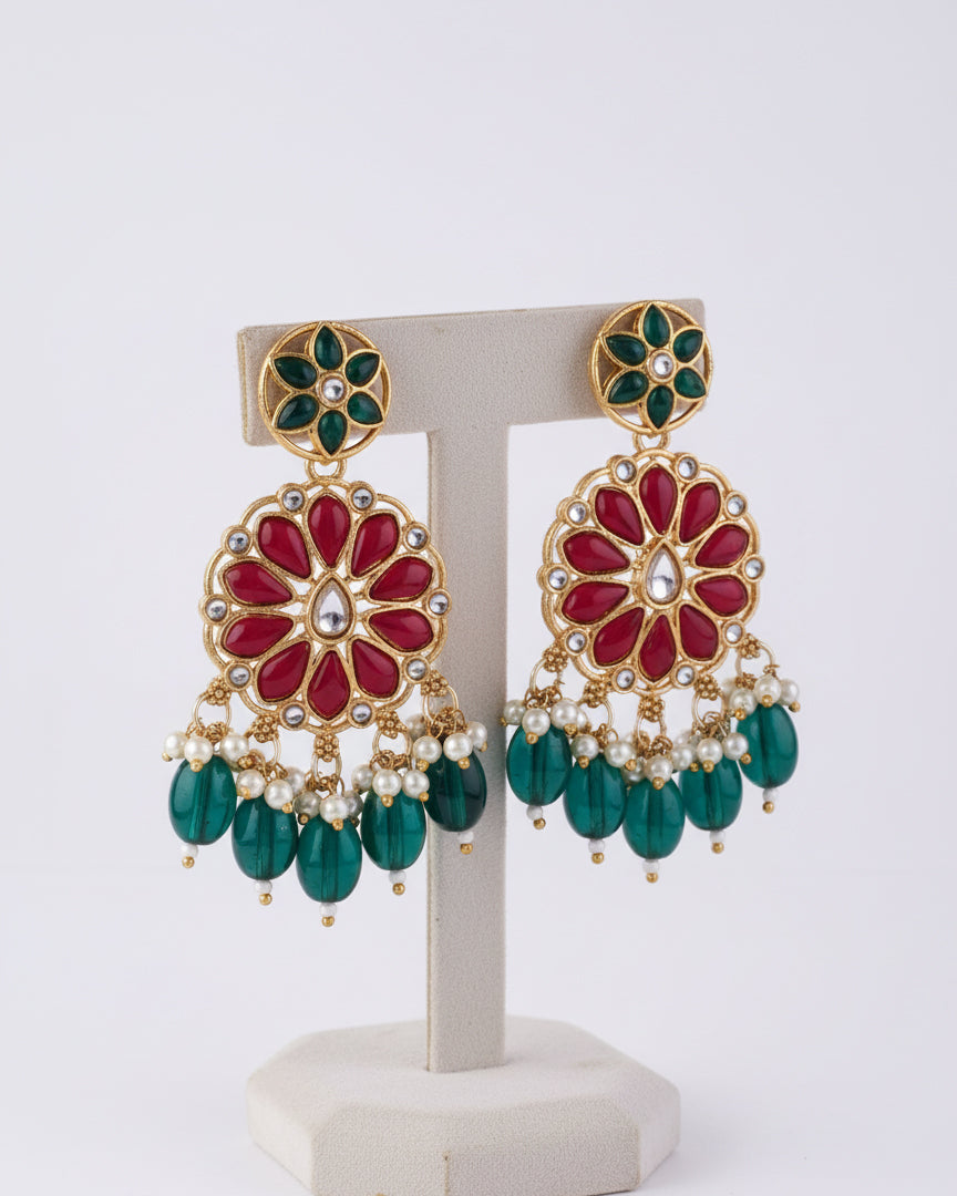 Sreya Ruby Green Chandbali Earring