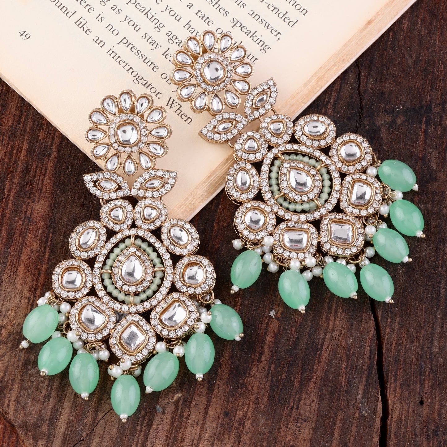 Mint Ivaan Designer Earring with Zircone Stone Detailing