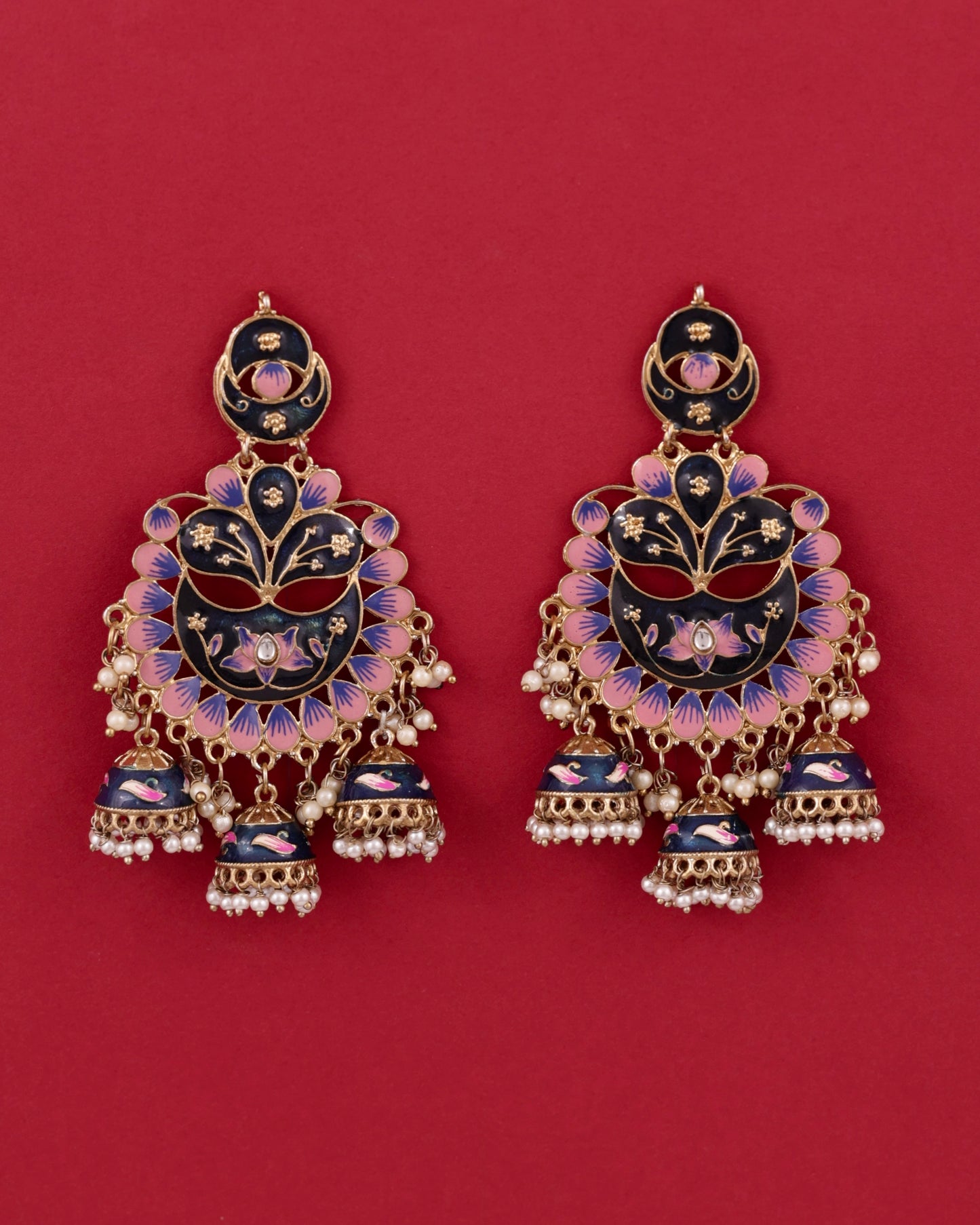 Blue Charvi Meenakari Jhumka
