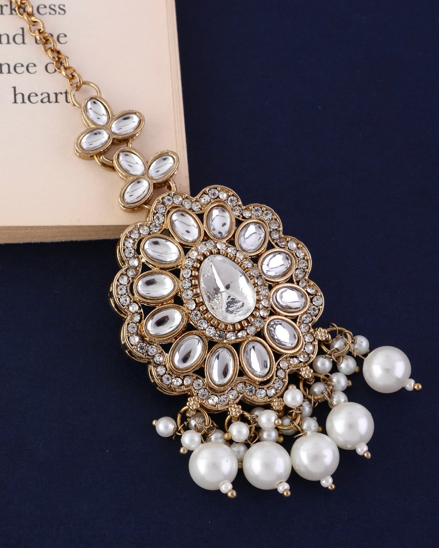 Manjot Premium Zircone Kundan Pearl Mangteeka