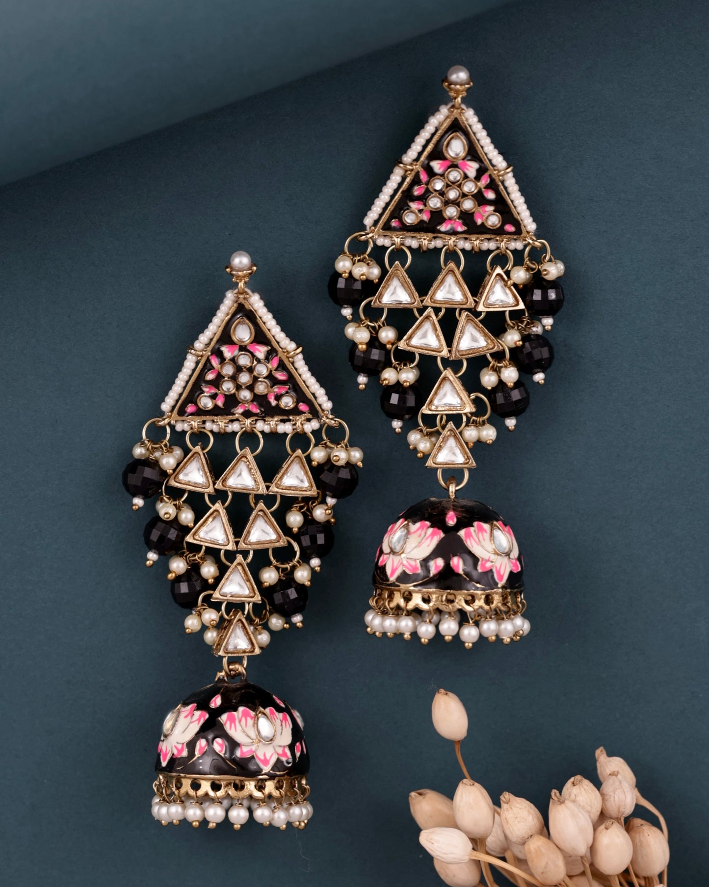 Black Tisha Meenakari Jhumka