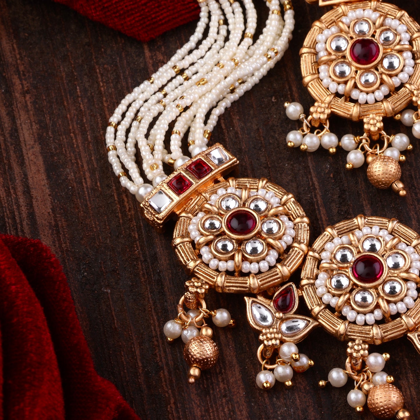 Ruby Shailja Rajwada Necklace Set with Earring