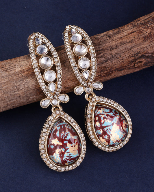 Maroon Neysa Premium Polki Dupe Desinger Earring