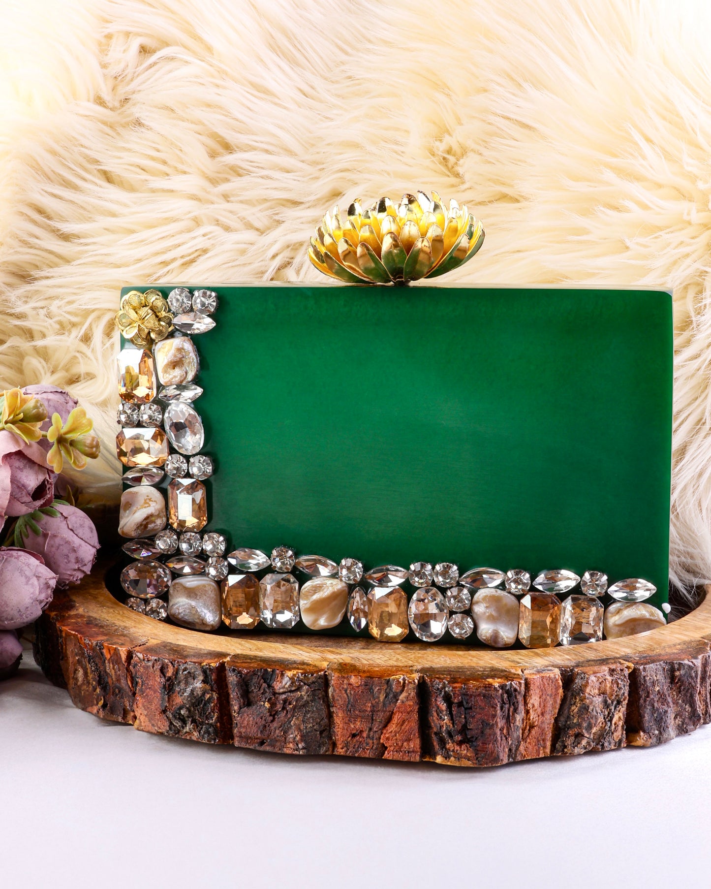 Emerald Rada Emblished Resin Clutch