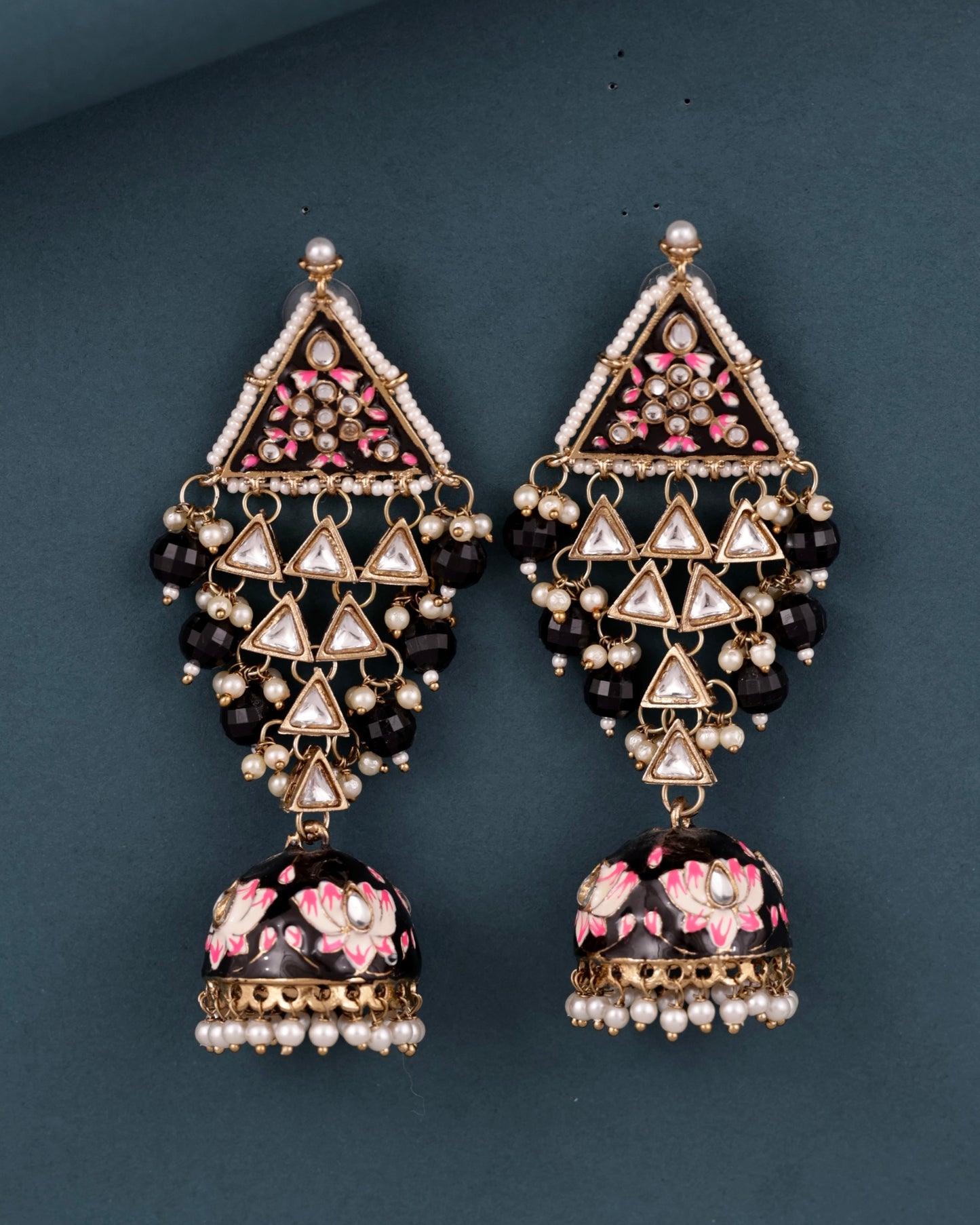 Black Tisha Meenakari Jhumka
