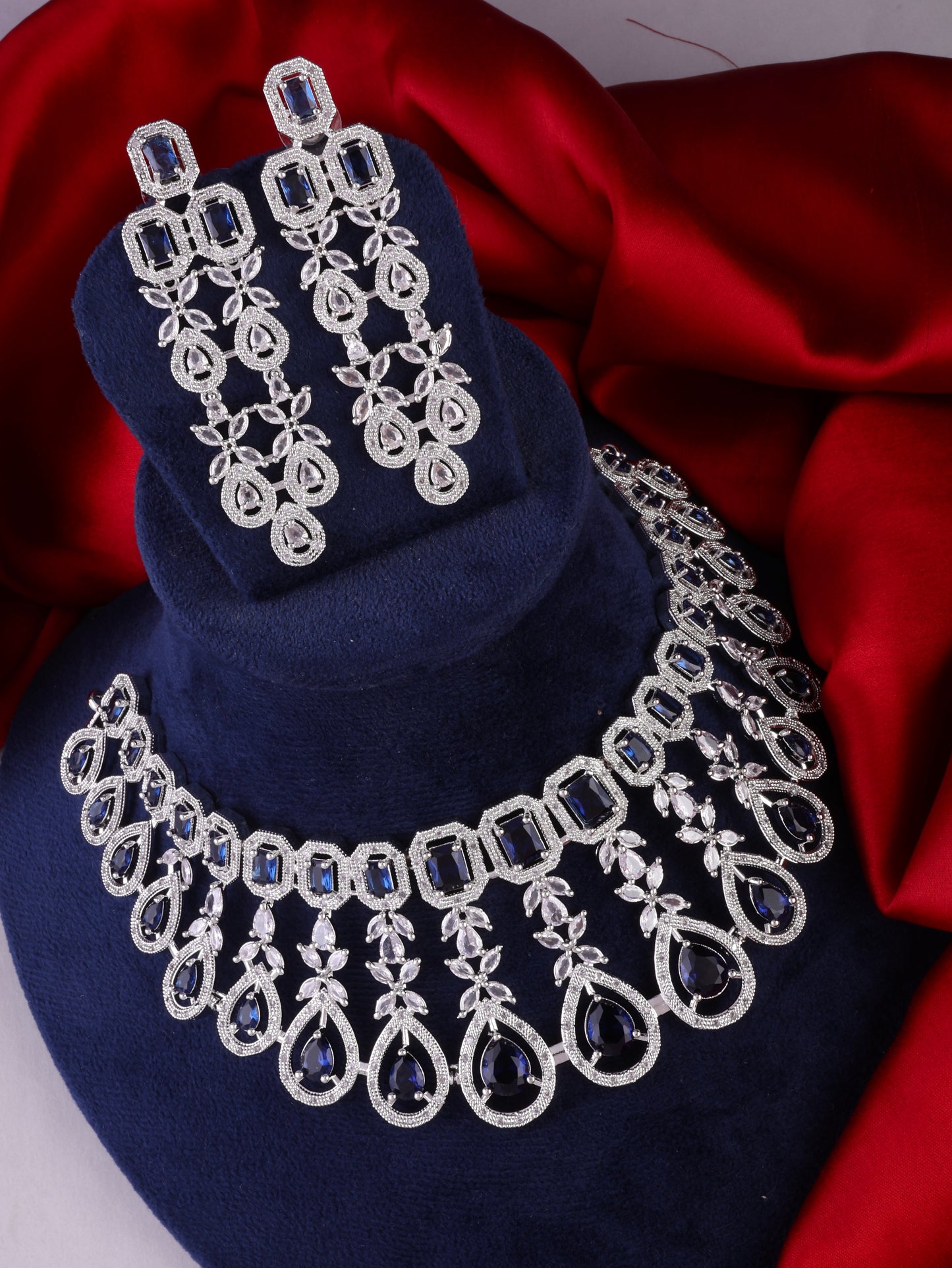 Blue Melissa American Diamond Necklace Set