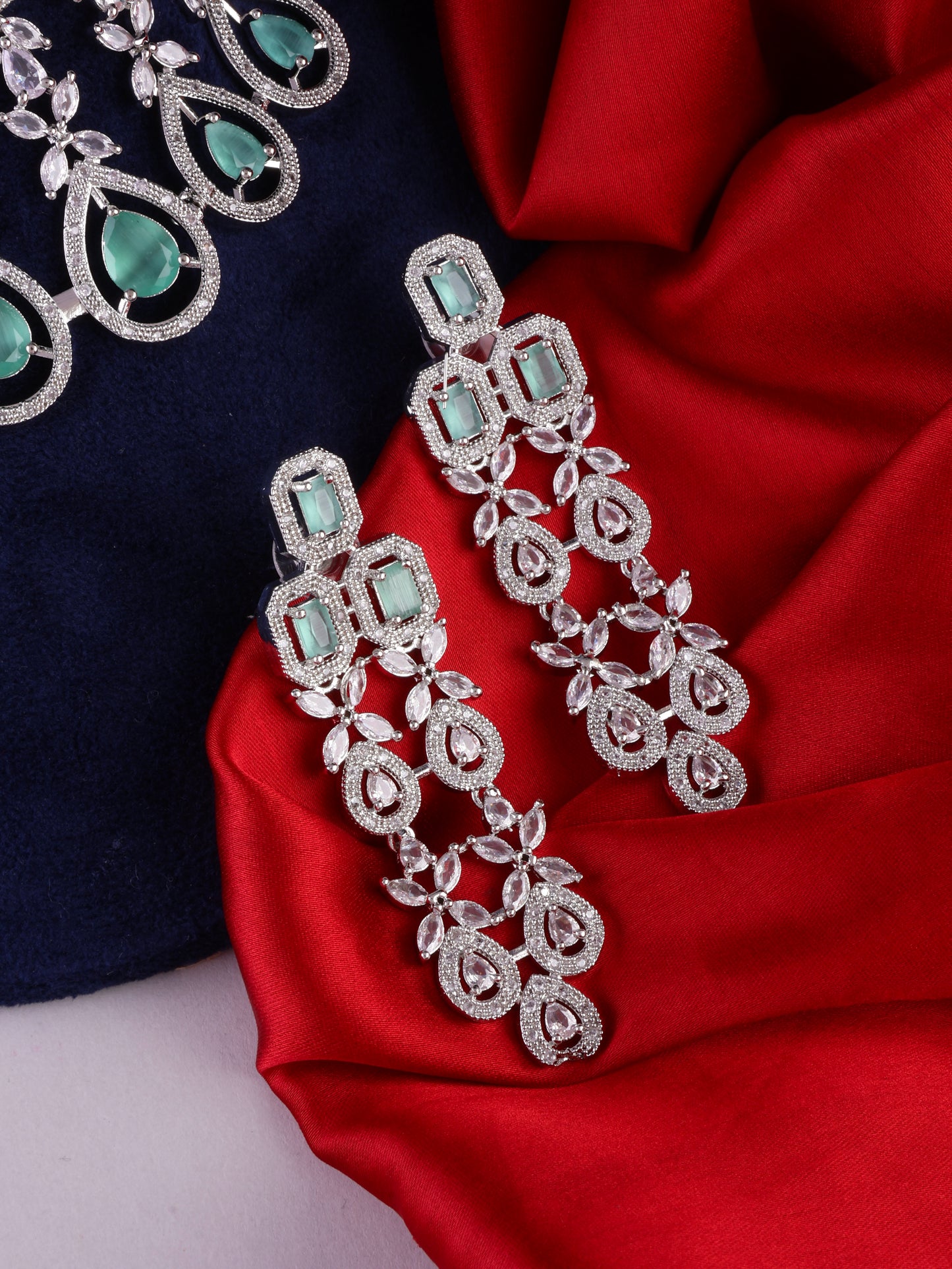 Mint Green Melissa American Diamond Necklace Set