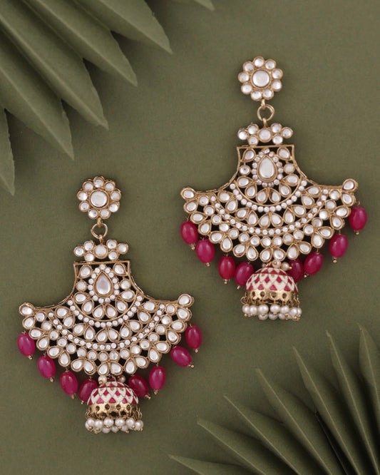 Pink Sabita Designer Meenakari Jhumka Earring