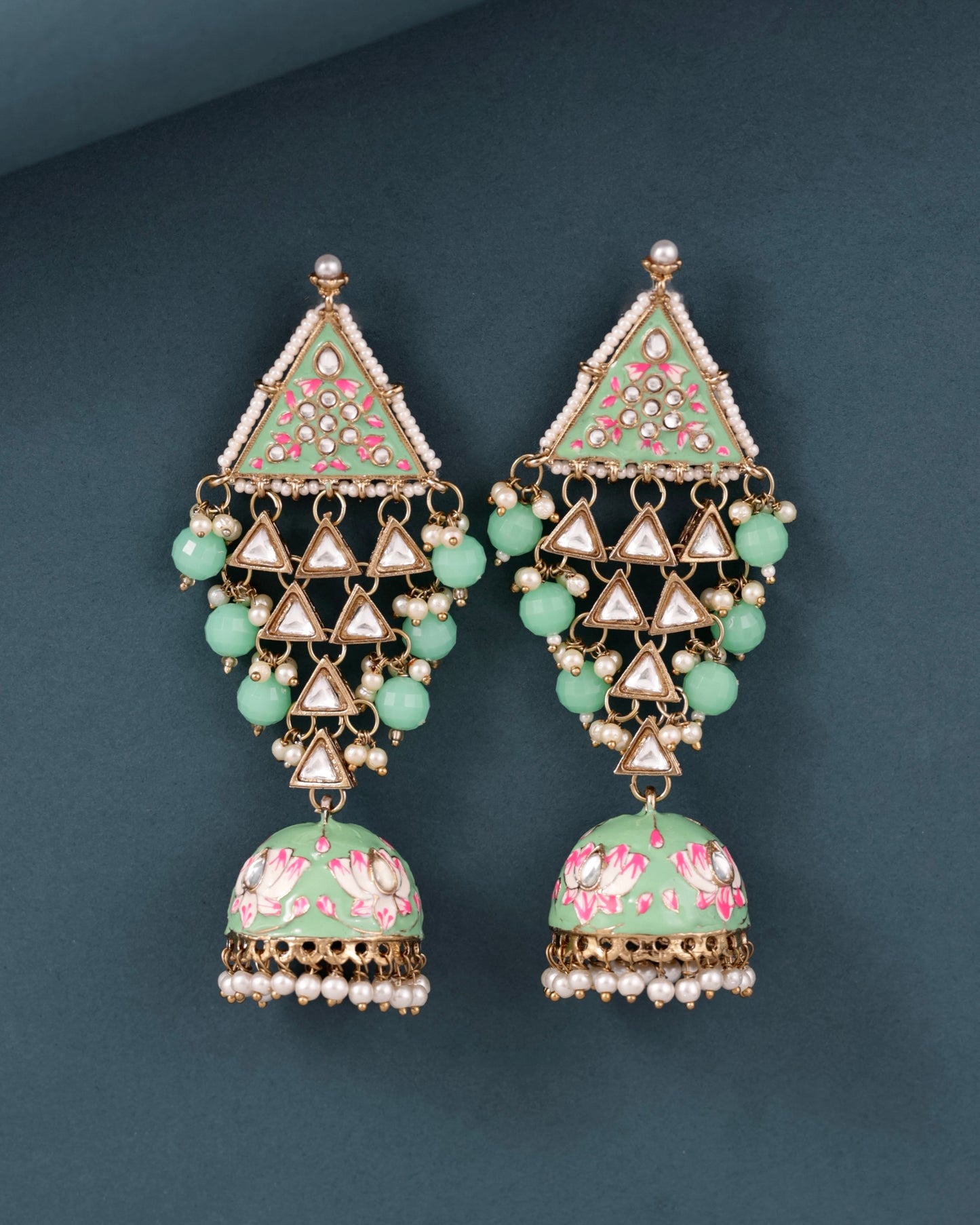 Mint Tisha Meenakari Jhumka