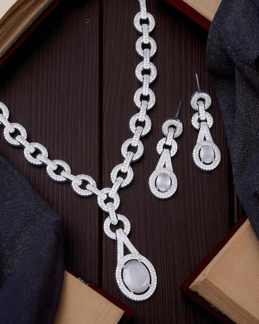 Grey Isabella American Diamond Necklace Set