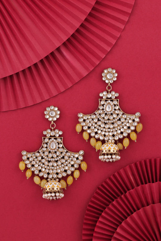 Yellow Sabita Designer Meenakari Jhumka Earring