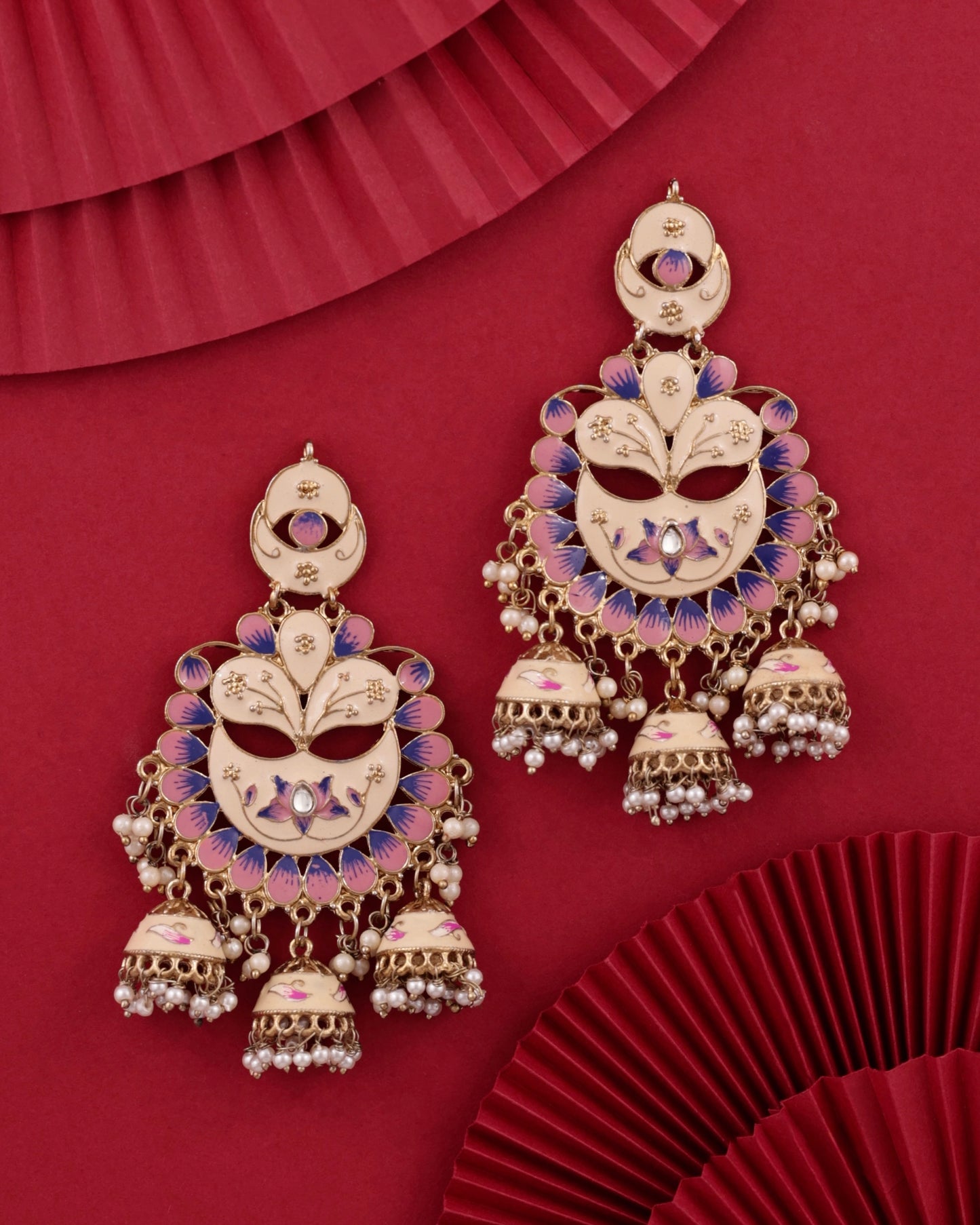 Ivory Charvi Meenakari Jhumka