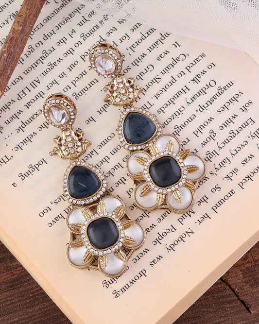 Blue Asher Designer Earring with Premium Monalisa and Zircone Stone Detailing