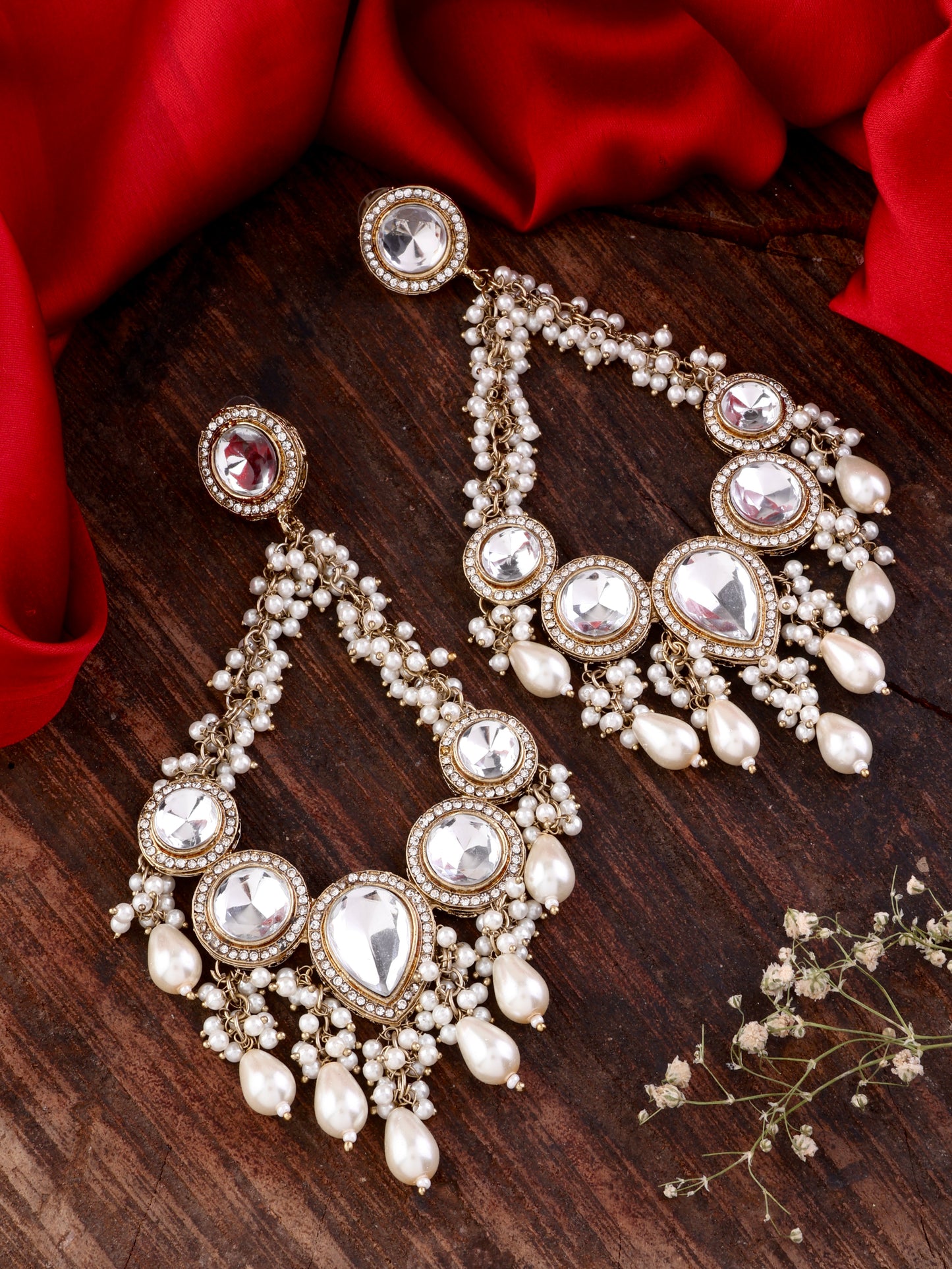 Oorja Premium Chandbali with Pearl and Zircone Detailing