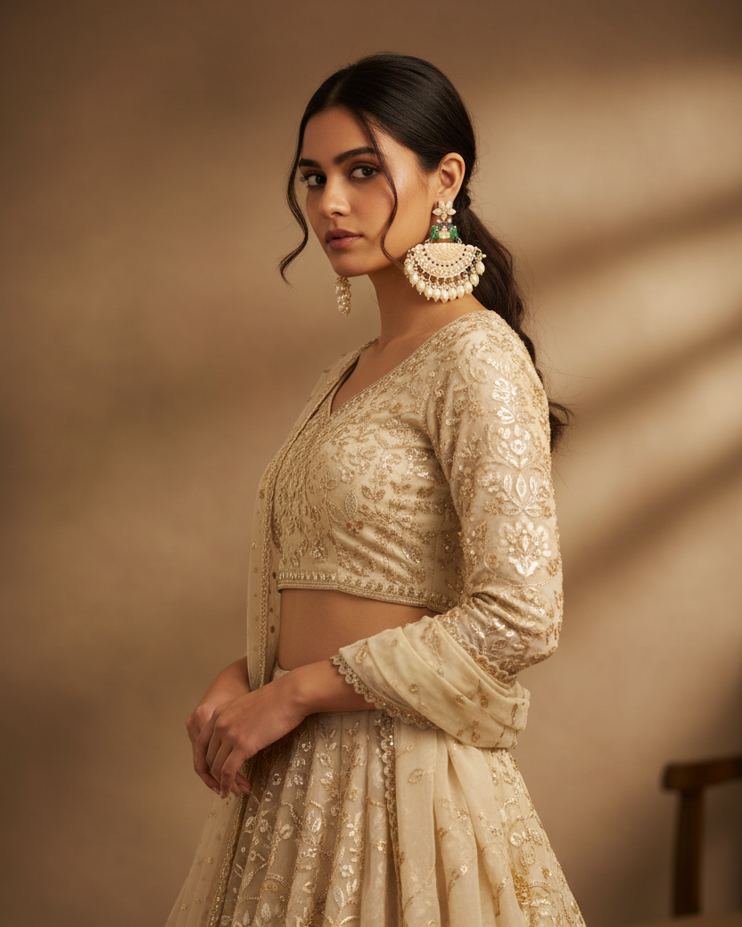 Ivory Mayank Designer Chandbali Earring