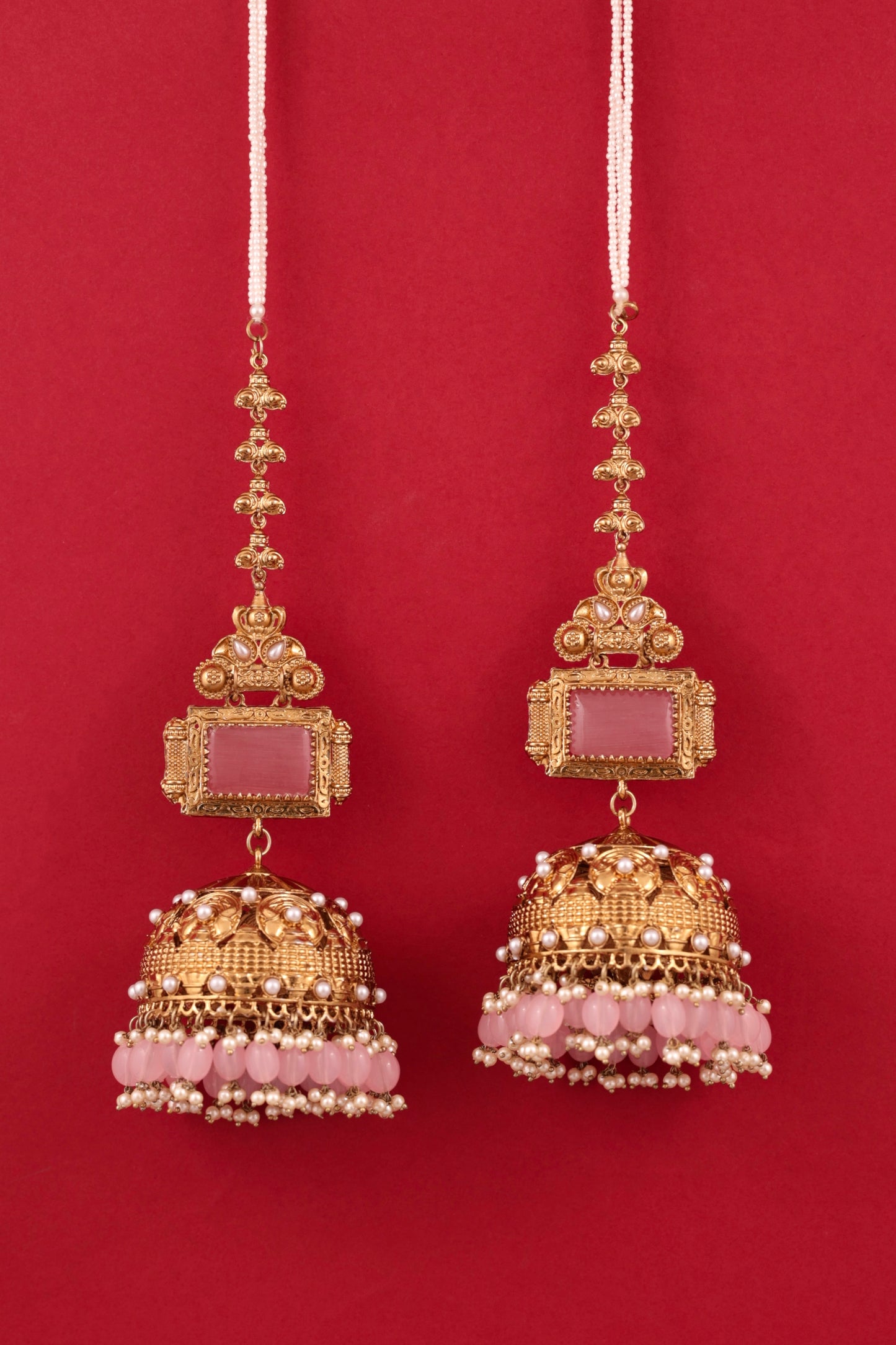 Gold Blush Jhankaar Statement Jhumka