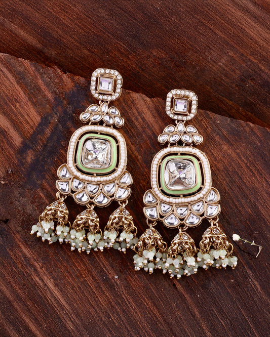 Mint Green Anay Designer Earring with Jhumki Detailing