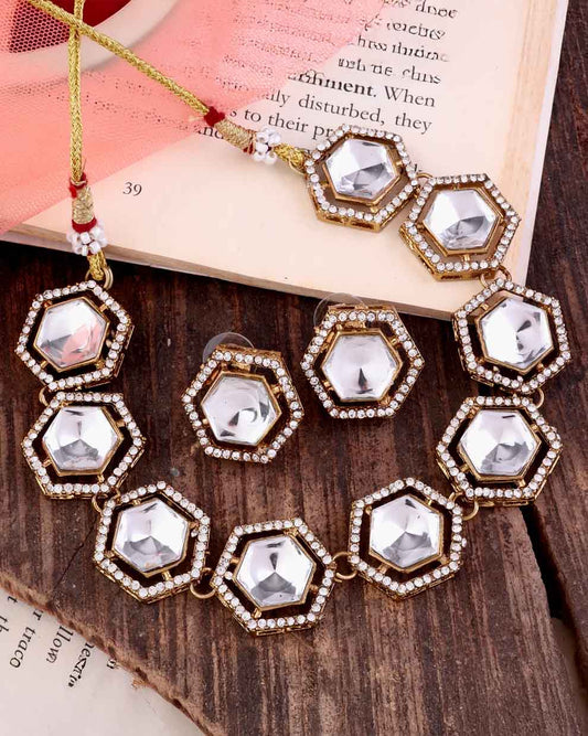 Gold Mishti Polki Dupe Choker Set