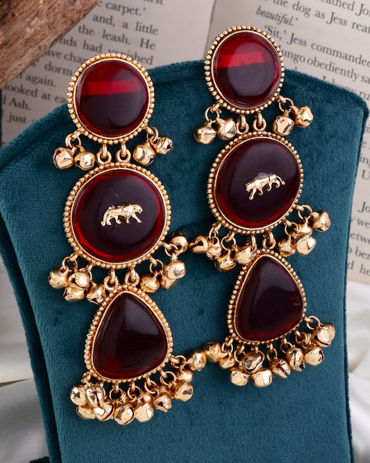 Maroon Ruqshat Designer Earring