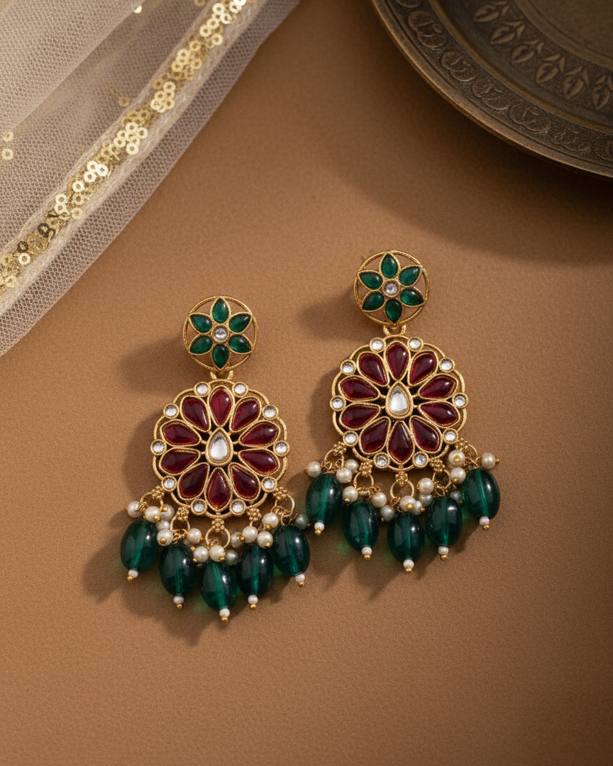 Sreya Ruby Green Chandbali Earring